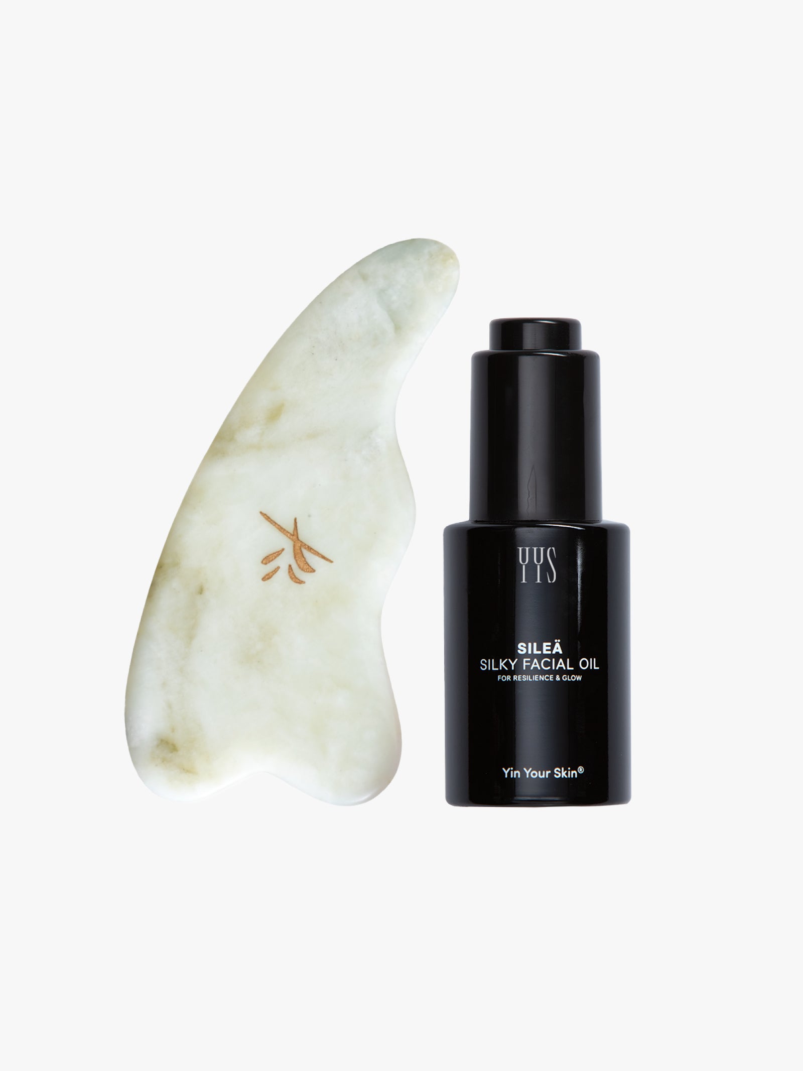 Yin Your Skin Gua Sha Starter Set - SILEÄ Oil & LAHJA Gua Sha Tool for facial sculpting