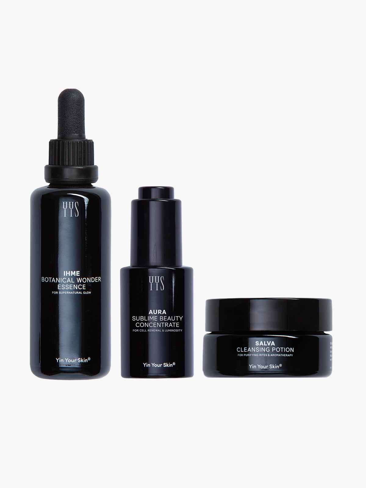 Yin Your Skin Winter Set - IHME Botanical Wonder Essence, AURA Sublime Beauty Concentrate and SALVA cleansing potion